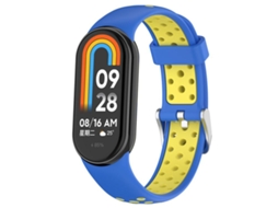 Bracelete para Xiaomi Smart Band 10/9/8 Silicone Bicolor Plugue de Metal Azul e Amarelo XIAOMOYU