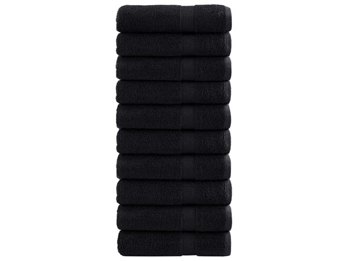 Conjunto 25 Toalha De Banheiro Vidaxl Preto Algodão (100 X 150 Cm)