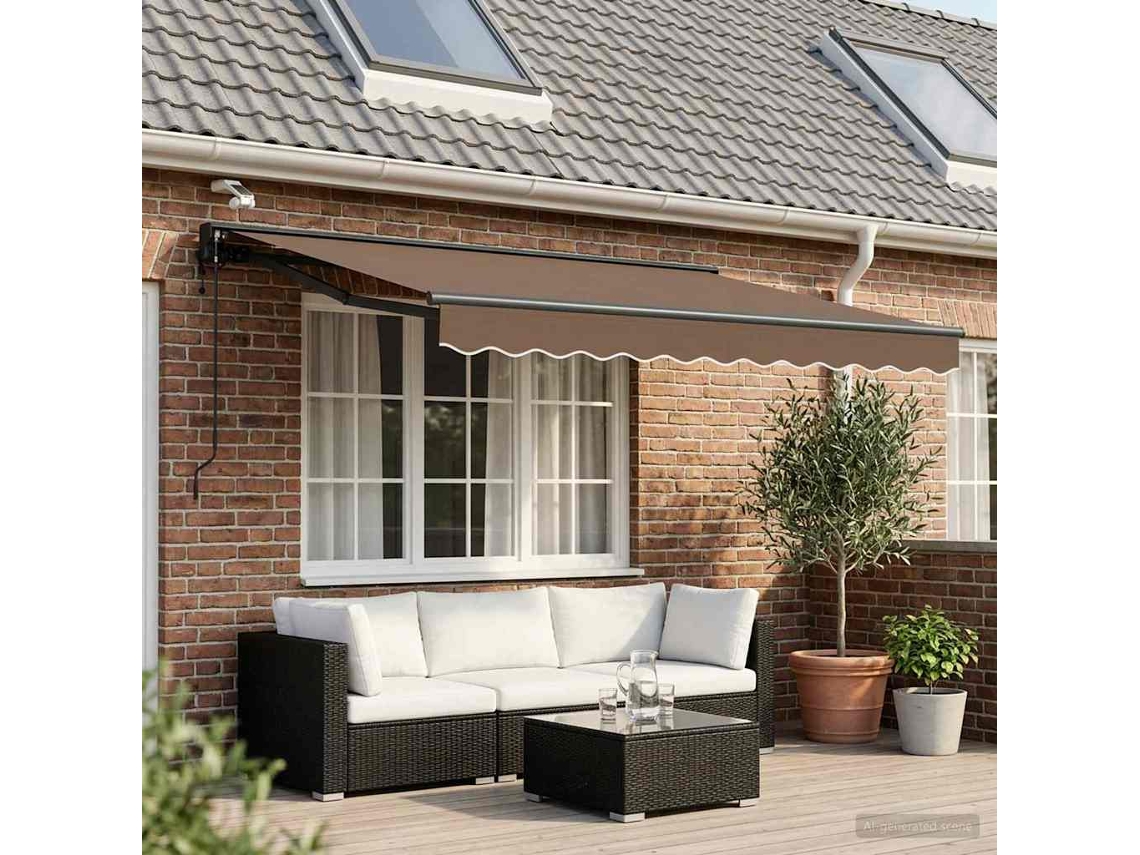Vidaxl Toldo Retrátil Elétrico Cinzento-acastanhado 3,5 X 2 M