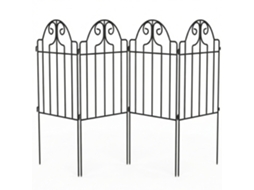 Conjunto de 4 Cercas de Jardim PONTOCASA, 125x57 cm, Arqueadas, Preto