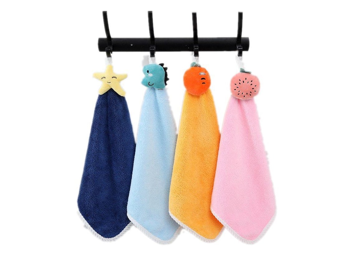 Conjunto de 4 Toalhas de Mão com Alça para Pendurar, Fofas para Banheiro, Cor Coral Macia, Secagem Rápida, Absorventes e Pequenas AQUAFORGE