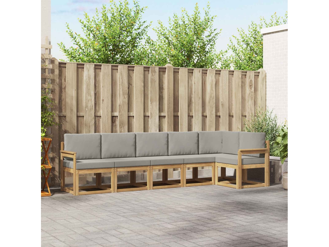 Vidaxl Conjunto De Sofás Para Exterior 6 Unid. Branco E Cinzento-claro