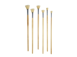 Conjunto De Pincéis Para Pintura A Óleo (cor Natural), 6 Pincéis/conjunto, Cerdas Em Formato De Leque, Adequados Para Tintas Guache E Acrílicas.