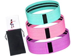 Conjunto De 3 Faixas Elásticas Resistência Para Quadril Hemoton Com Látex Natural Antiderrapante Treinamento