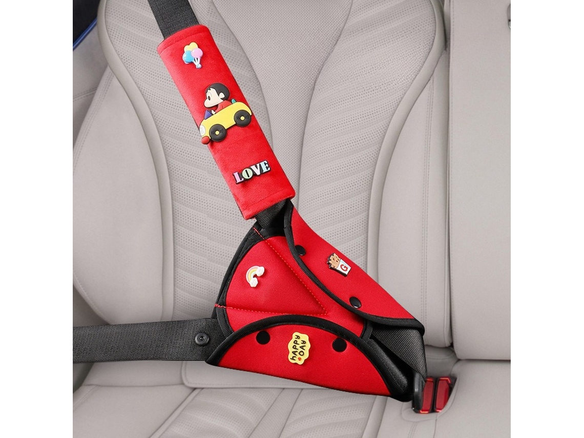 Protetor de cinto de segurança para crianças, almofada suave, para ombro e pescoço, vermelho, HEXINYIGJLY
