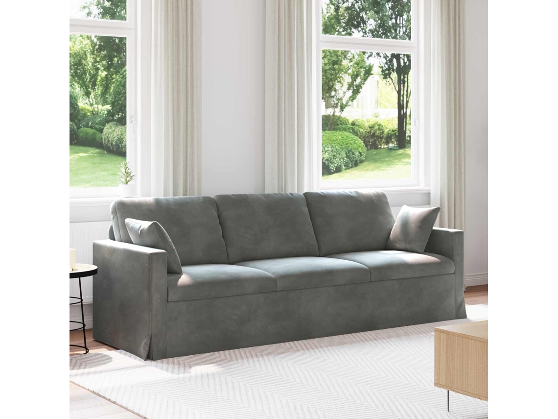 Vidaxl Sofá Cinza Escuro 228 X 78 X 80 Cm Veludo