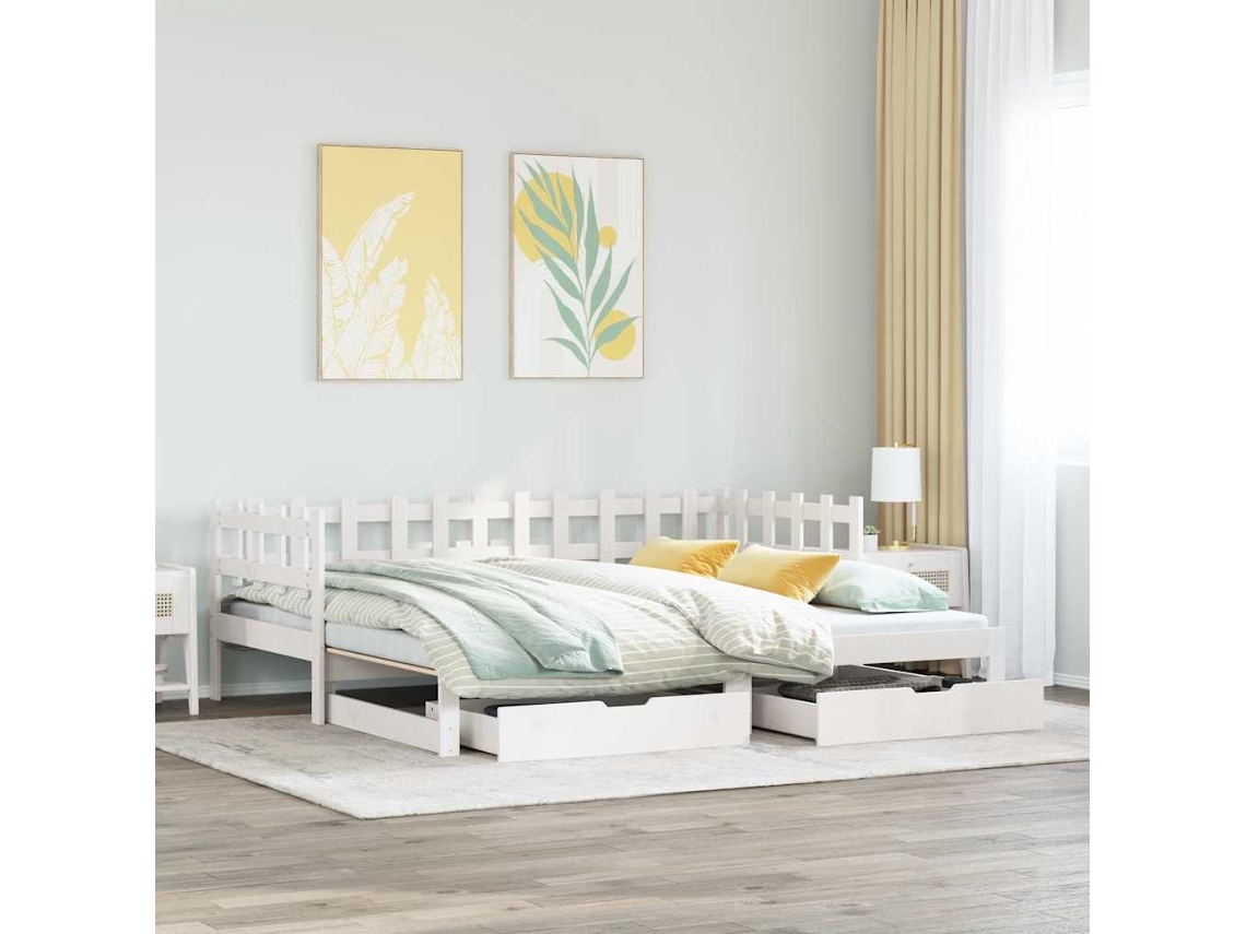 Vidaxl Sofá-cama Com Gavetão E Gavetas Sem Colchão 80x200 Cm Branco