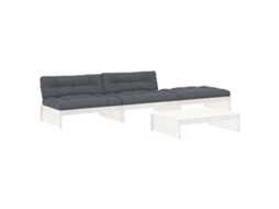 Conjunto de 4 Lounge Jardim com Almofadões Madeira Maciça Branco MAISON EXCLUSIVE (4pcs)