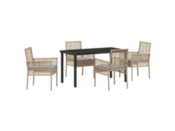 Conjunto 5 Móveis Para Exterior Vidaxl Bege Vime Pe (140 X 70 X 73 Cm)