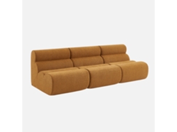 Sofá modular de 3 lugares em tecido bouclé texturizado, cor mostarda doce