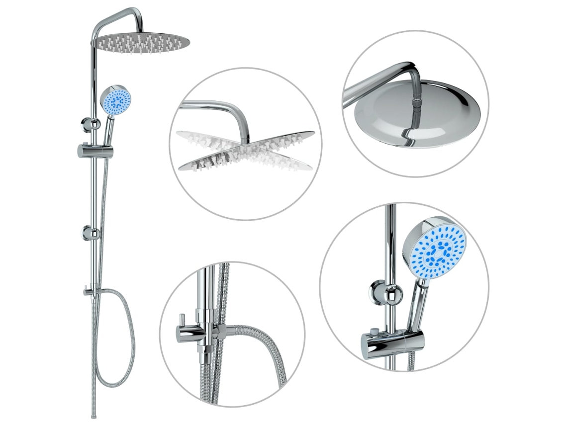 Conjunto de Duche com Chuveiro Fixo e de Mão Aço Inoxidável MAISON EXCLUSIVE