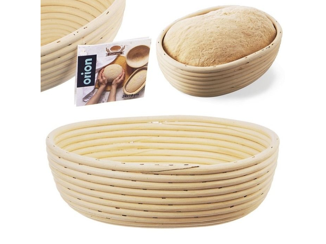 Cesta De Fermentação De Pão Artisan Bake Ratan Natural Padrão Coração 1kg 24x18x9cm Orion
