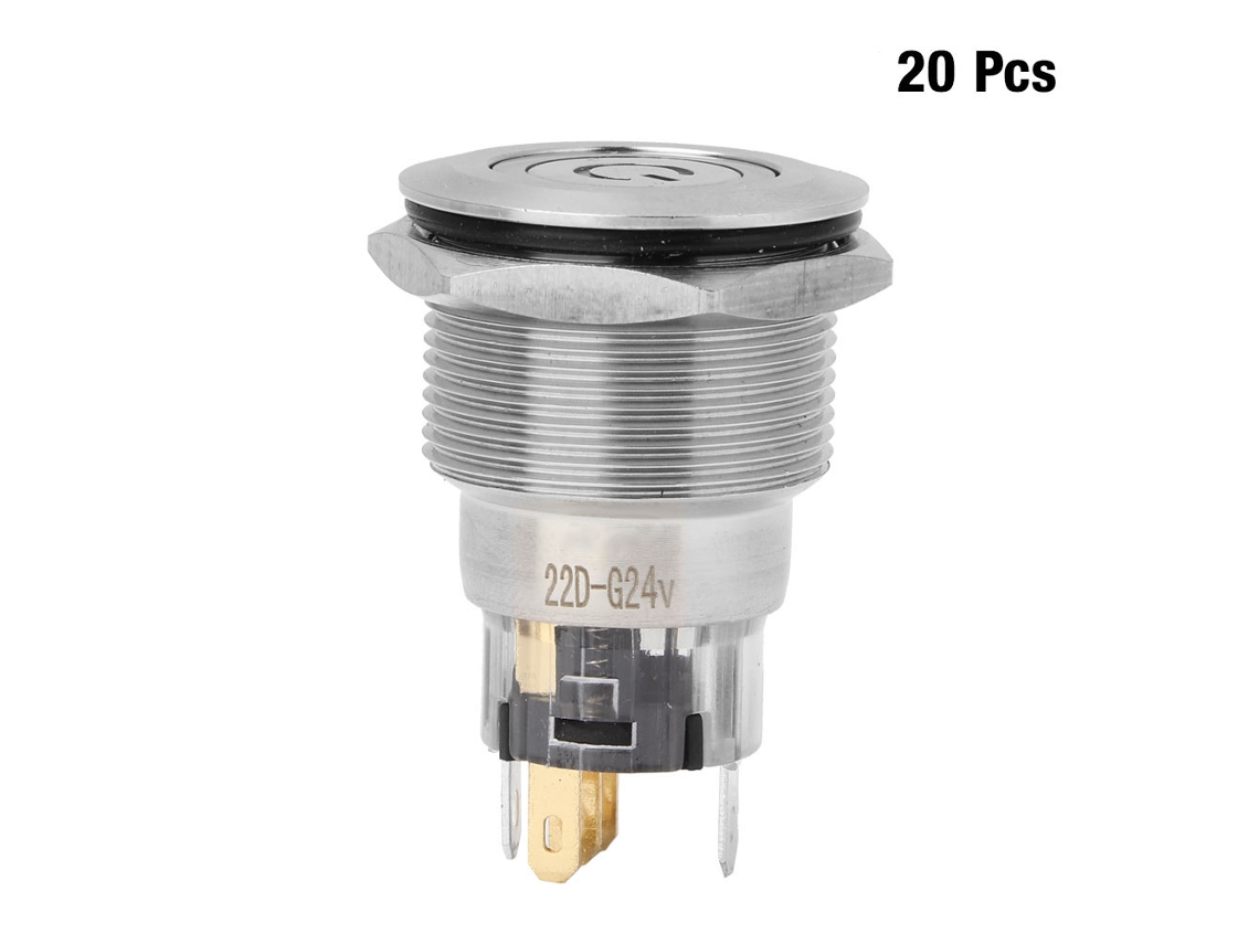 Interruptor Botão Aço Inox Etiqueta Fonte Automática Verde Sunflare