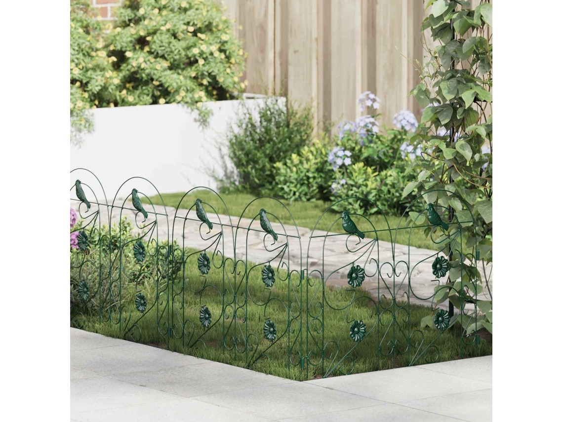 Vidaxl Cerca Para Jardim 5 Unid. Aço Verde