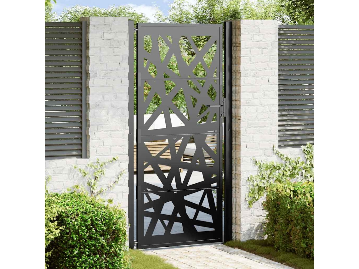 Vidaxl Portão De Jardim Preto 100x200 Cm Aço Design Leve