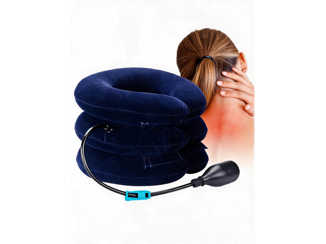 Almofada Ergonómica Em Ferradura Para Tração Cervical Com Bomba Digitallab Azul