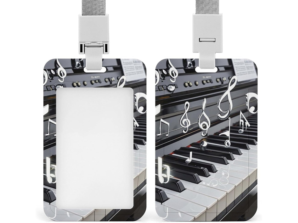 Porta Crachá Com Prendedor, Teclas De Piano Fofas Com Notas Musicais, Porta Crachá Impresso Com Cordão, Porta