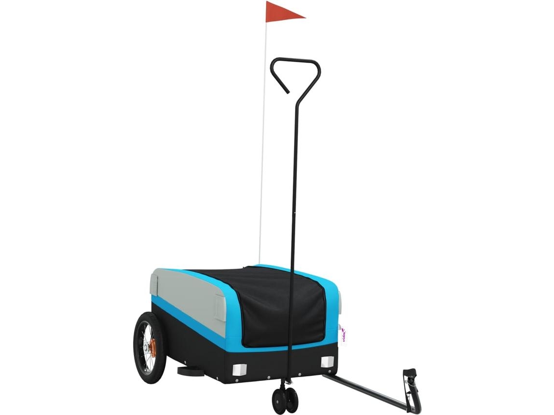 Reboque para bicicleta 30 kg ferro VIDAXL preto e azul