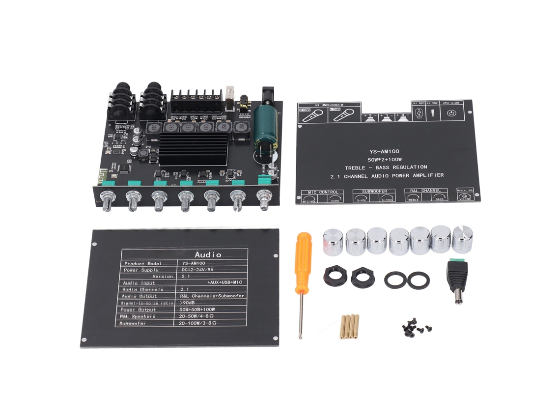 Módulo Amplificador Digital Bluetooth 2.1 Canais Placa de Som Mic Usb Aux 12‑24v