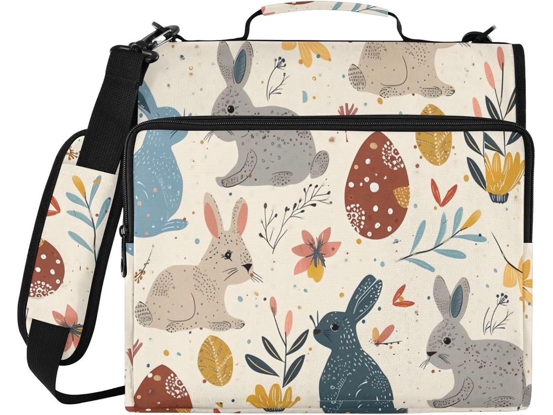 Fofo Coelhinho Da Páscoa Organizador Ovo 3, 8cm, 3 Argolas Com Zíper, Organizador Alça, Inclui Bolsa Com Zíper