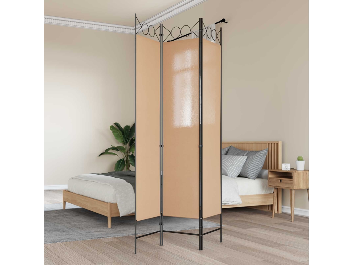 Vidaxl Divisória De 3 Painéis Bege 120 X 200 Cm Tecido