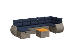 Conjunto de 8 Sofás de Jardim com Almofadões Vime Pe Cinzento MAISON EXCLUSIVE (8 pcs)