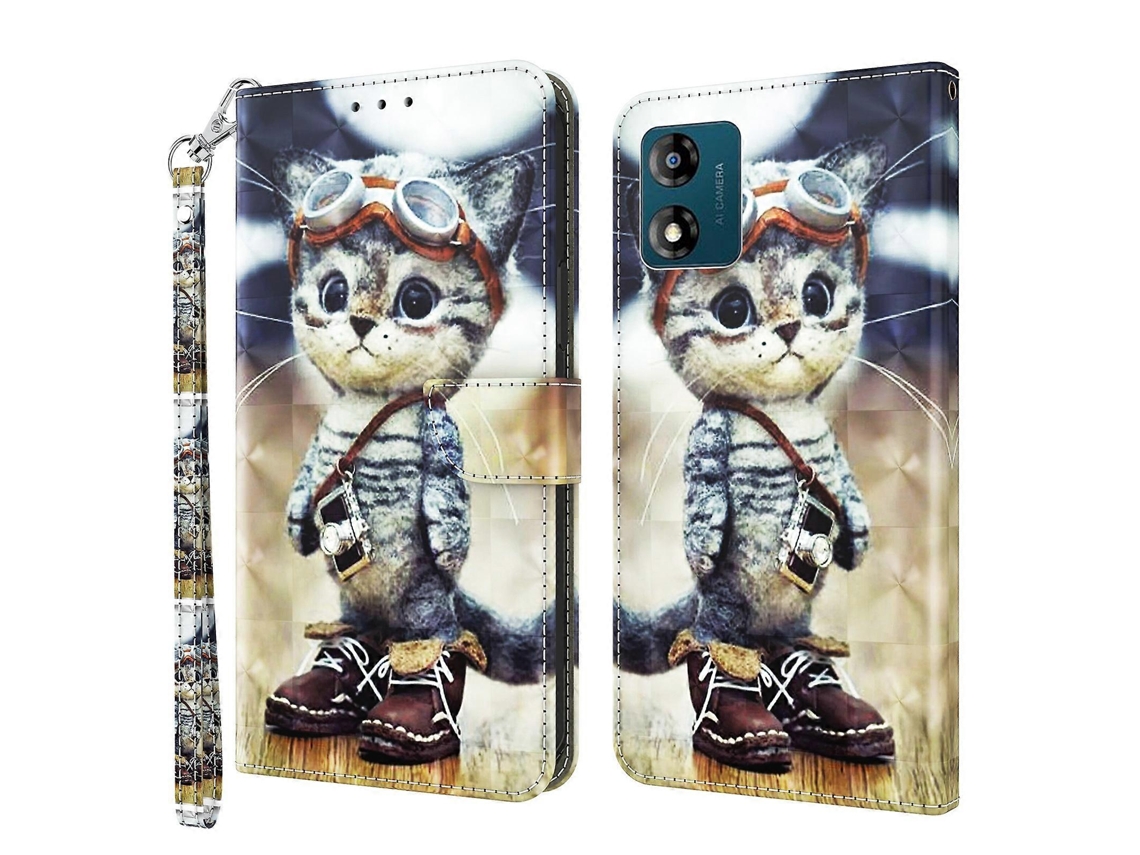 Capa De Couro Pintada Em 3d Para Motorola Moto E13