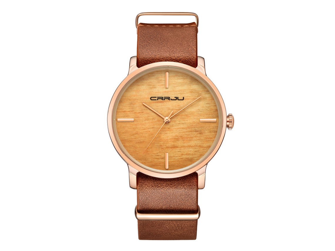 Reloj De Pulsera De Cuarzo Moda Para Mujer Y Hombre (correa Marrón Oscuro+caja Rosa Dial Marrón)