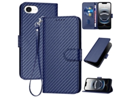 Capa De Couro Para Iphone 17e - Fivela Em Fibra De Carbono - Com Cordão