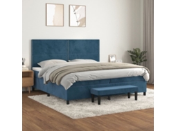 Vidaxl Cama Com Molas/colchão 200x200 Cm Veludo Azul-escuro