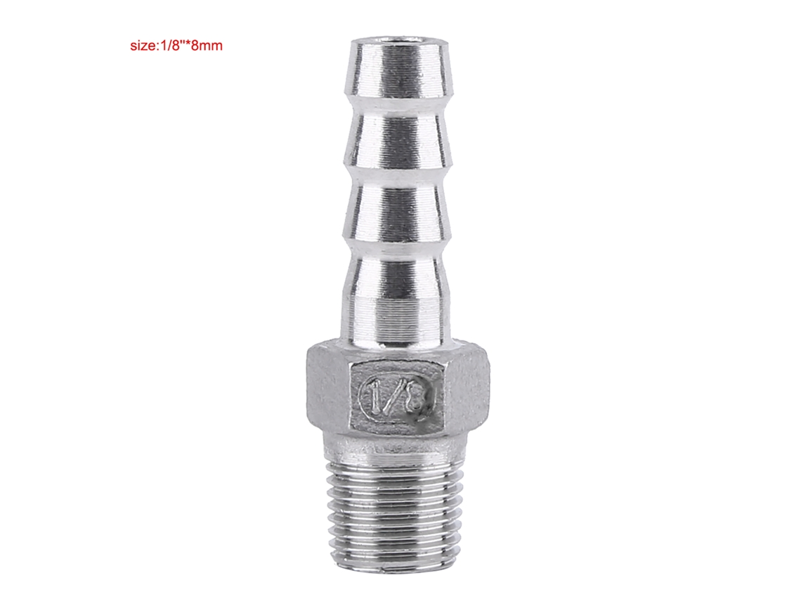 Laxiscreed Conector De Mangueira Com Rosca Macho Em Aço Inox Para Tubos De 1/8" E 8mm