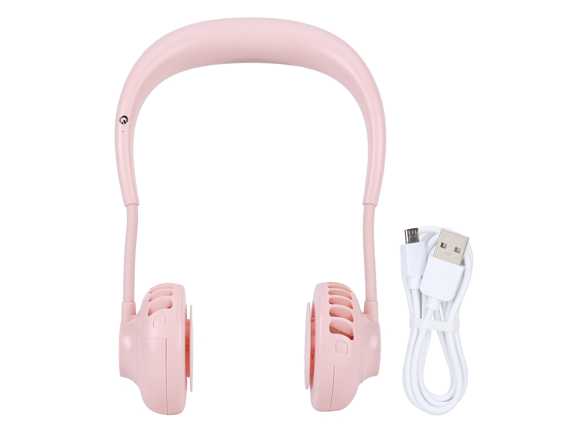Ventilador de Pescoço Usb Recarregável Sem Mãos Rosa