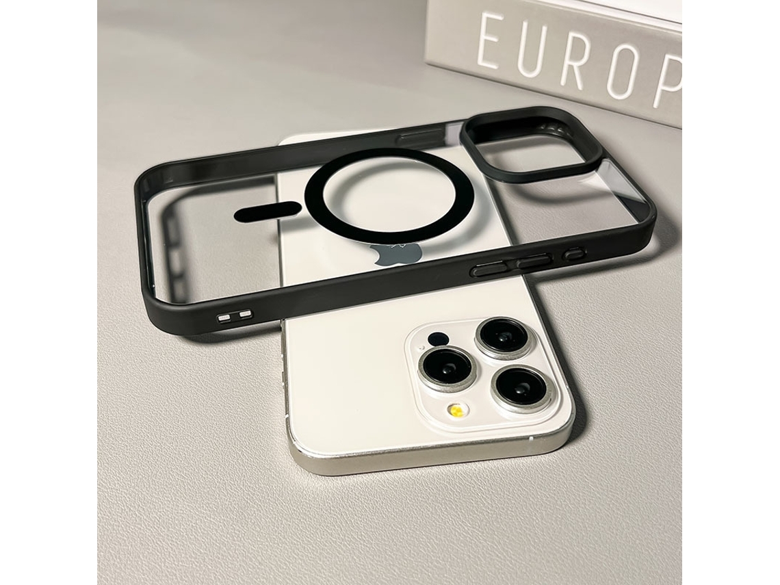 Capa Magnética Transparente Preta Para Iphone 17 Pro