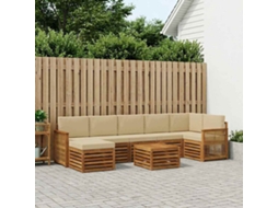 Vidaxl Conjunto De Sofás Para Exterior Com Almofada 7 Pcs Natural