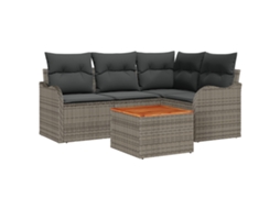 Conjunto 5 Conjunto De Sofá Modular Para Exterior Vidaxl Cinzento Vime Pe (177,5 X 122,5 X 69 Cm)