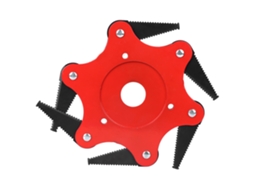 Cabeçote de corte para roçadeira com 6 lâminas e dentes, acessório durável, vermelho.