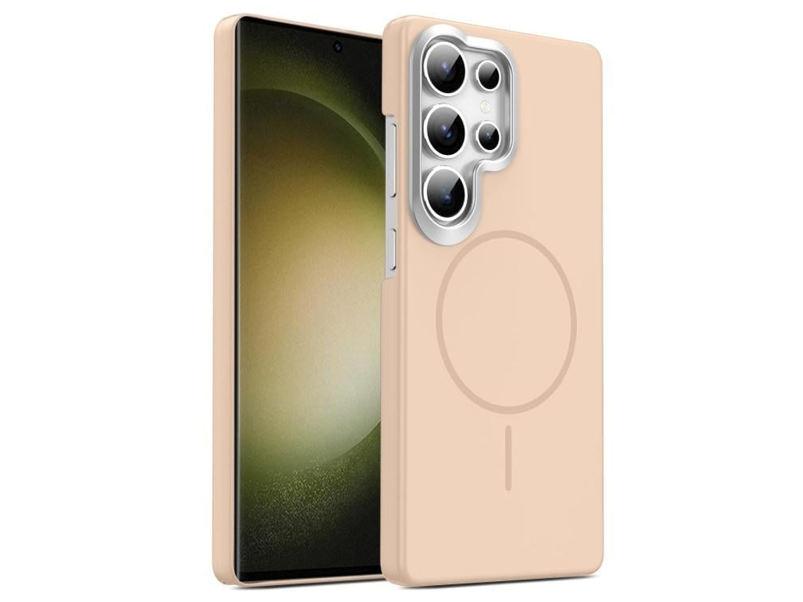 Capa Para Samsung Galaxy S23 Ultra 5g Fina Circular Magsafe À Prova De Choque Dourada Em Policarbonato Ouro Deserto