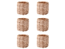 6 Unidades Anéis Guardanapos Bambu Natural Corda Cana Palha Milho