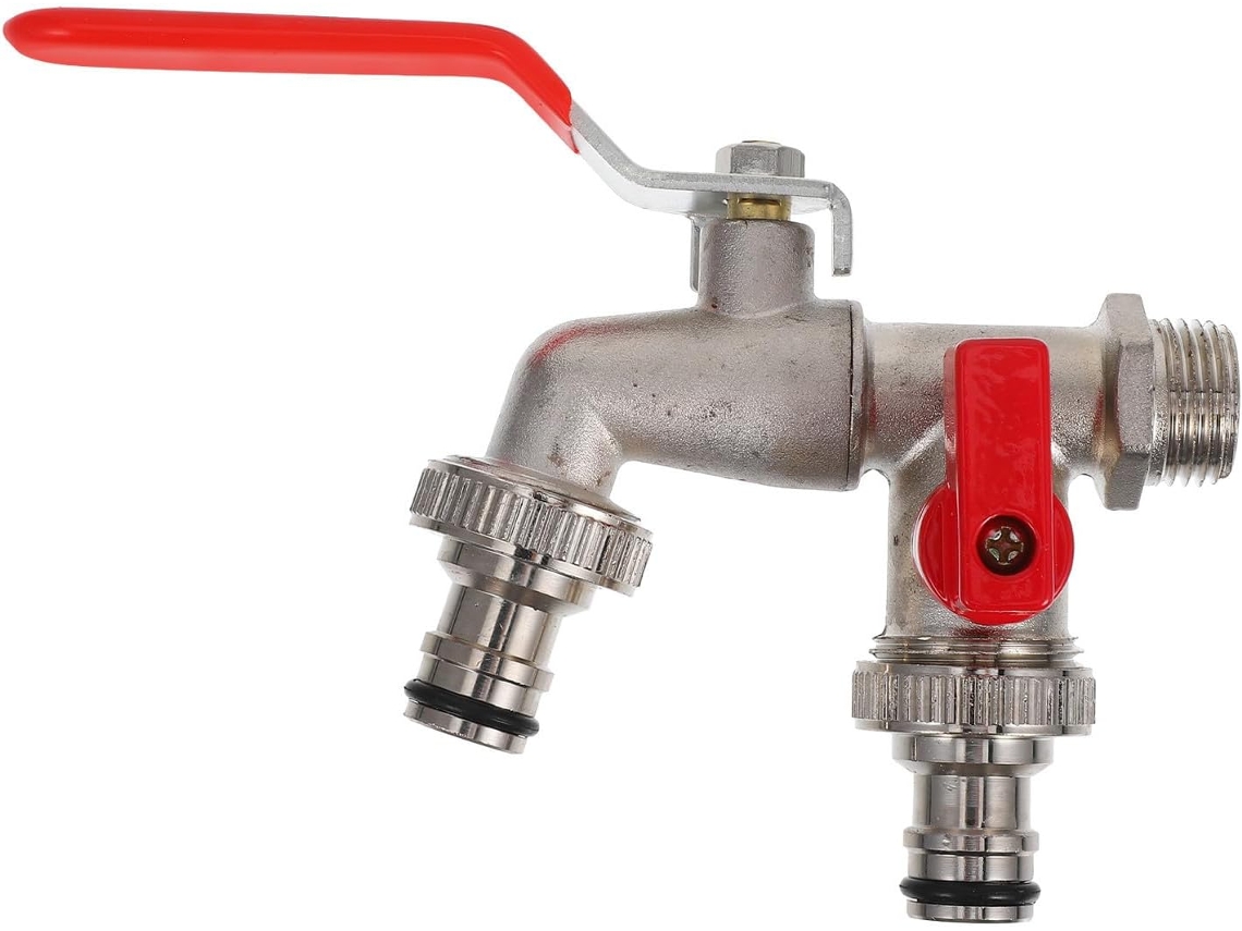 Torneira Dupla Para Jardim Com Alça Ergonômica E Design À Prova De