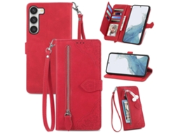 Capa De Couro Com Zíper E Estampa Floral Em Relevo Para Samsung Galaxy S23 Ultra 5g