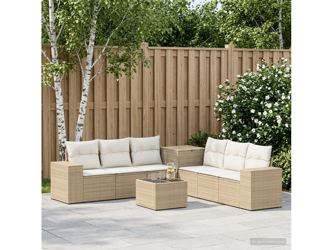 Vidaxl Conjunto De Sofás 8 Unid. Bege E Branco Creme
