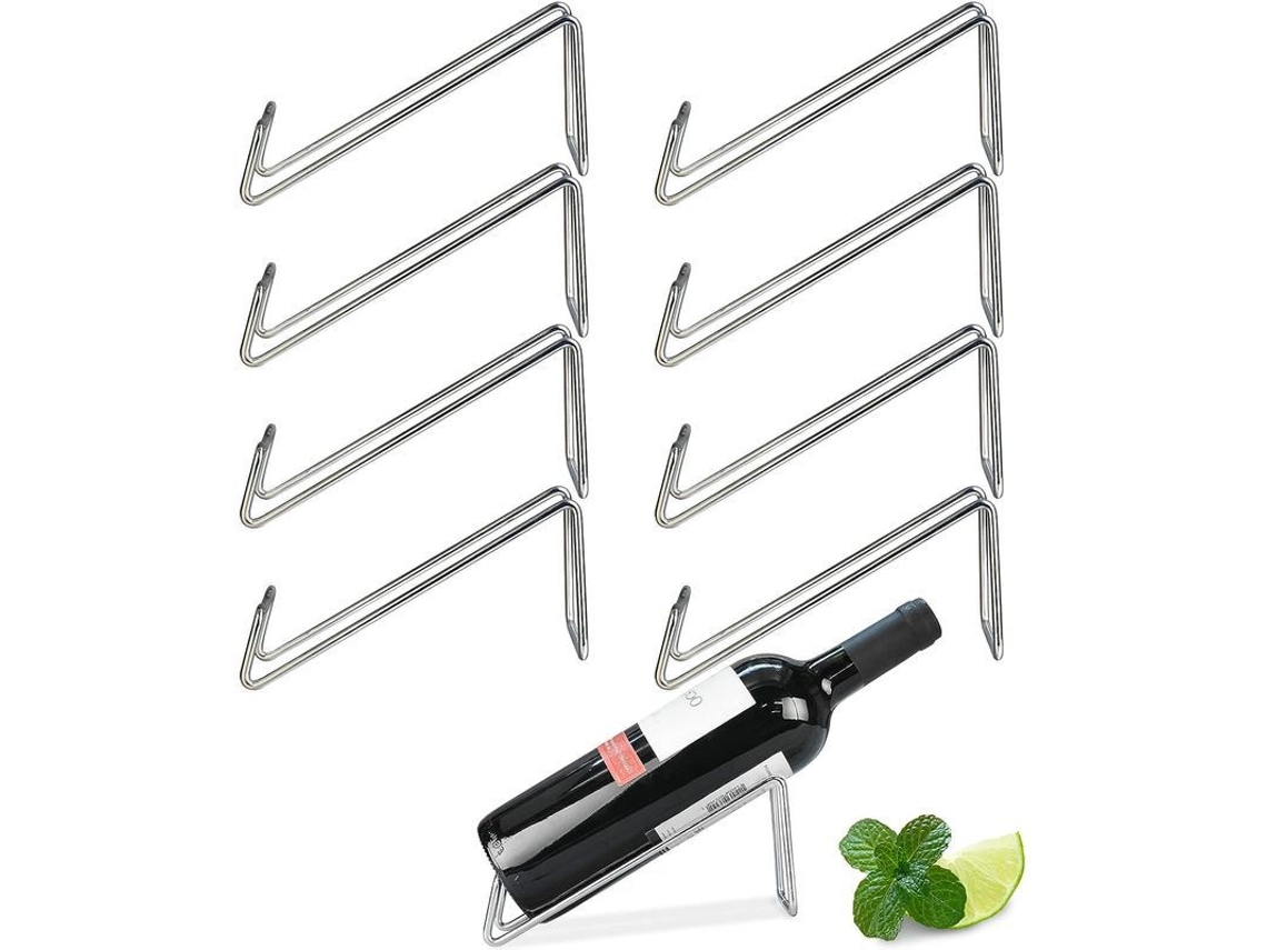 Suporte para Garrafa de Vinho NOVA LINE de aço inox, conjunto de 8, estilo moderno, para mesa