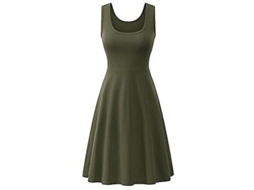 2026 vestido de Verano Mujer Sin Mangas Cuello Cuadrado Solido A line Alto Talle Casual Rojo 18 35 Años