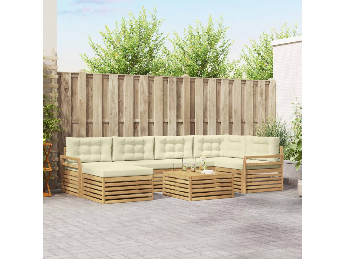 Vidaxl Conjunto De Sofás Para Exterior 7 Unid. Branco E Creme