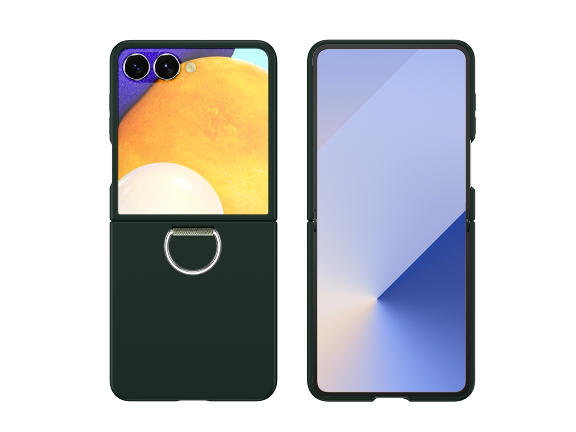 Capa Chrui Para Samsung Galaxy Z Flip7, Fina Com Anel De Metal (compatível, Verde Meia-noite)