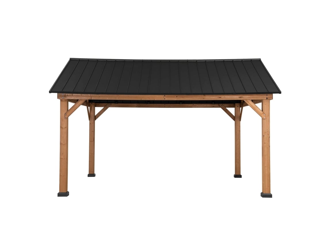 Gazebo Com Estrutura Em Madeira E Telhado De Duas Águas Com Gancho De Teto Tödi 335 Cm X 399 Cm