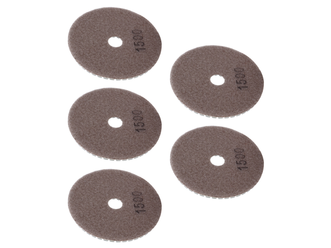 Kit De 5 Discos De Polimento Diamante Úmido De 4 Polegadas E 1500 Grits Para Mármore, Granito E Cerâmica