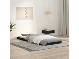 Estrutura Cama De Solteiro Pequena 75x190 Cm Pinho Maciço Preto