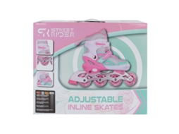 Patins Em Linha Rosa E Verde, Ajustáveis, Tamanhos 33 A 36, ​​para Crianças. Street Rider