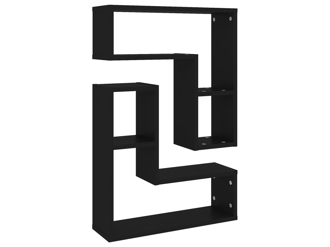vidaXL Estantes de parede 2 pcs 50x15x50 cm contraplacado preto